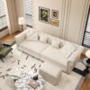 3 In 1 Pull Out Sofa Bed, Convertible Sleeper Sofa Bed, 3 Seater Sofa With Movable Ottoman - Beige - Image 2