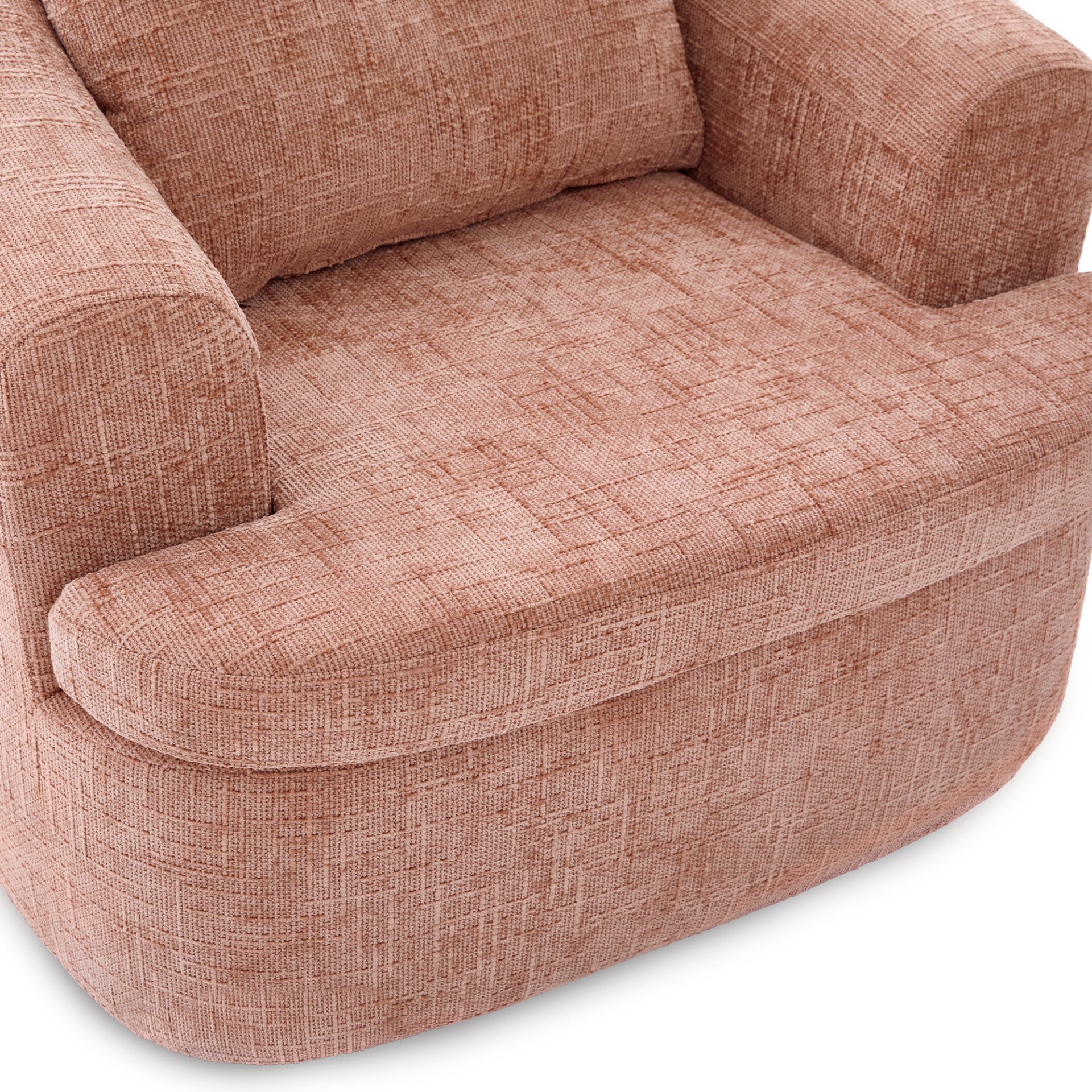 360° Swivel Accent Barrel Chair With Dual Layer Cushion, Round Seating For Living Room - Pink - Image 14