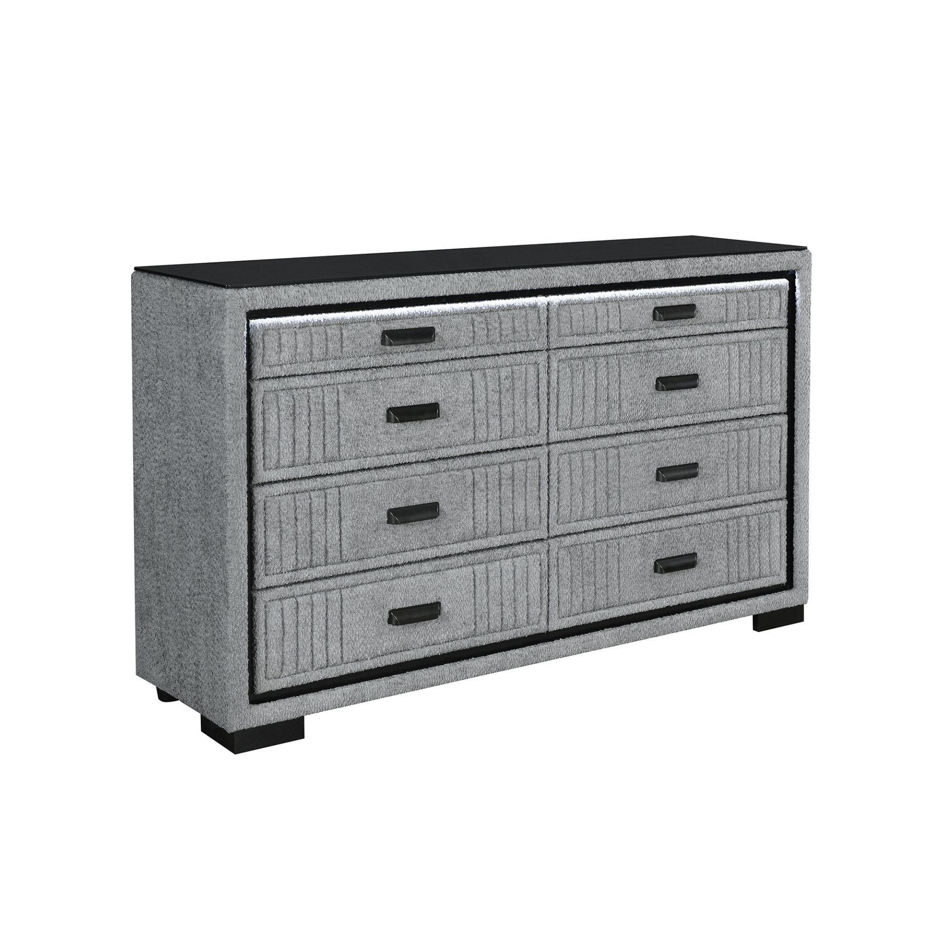 Isaiah - Queen 5 Piece Bedroom Set With 50" TV Lift LED, Speakers And Fireplace - Grey - Image 10