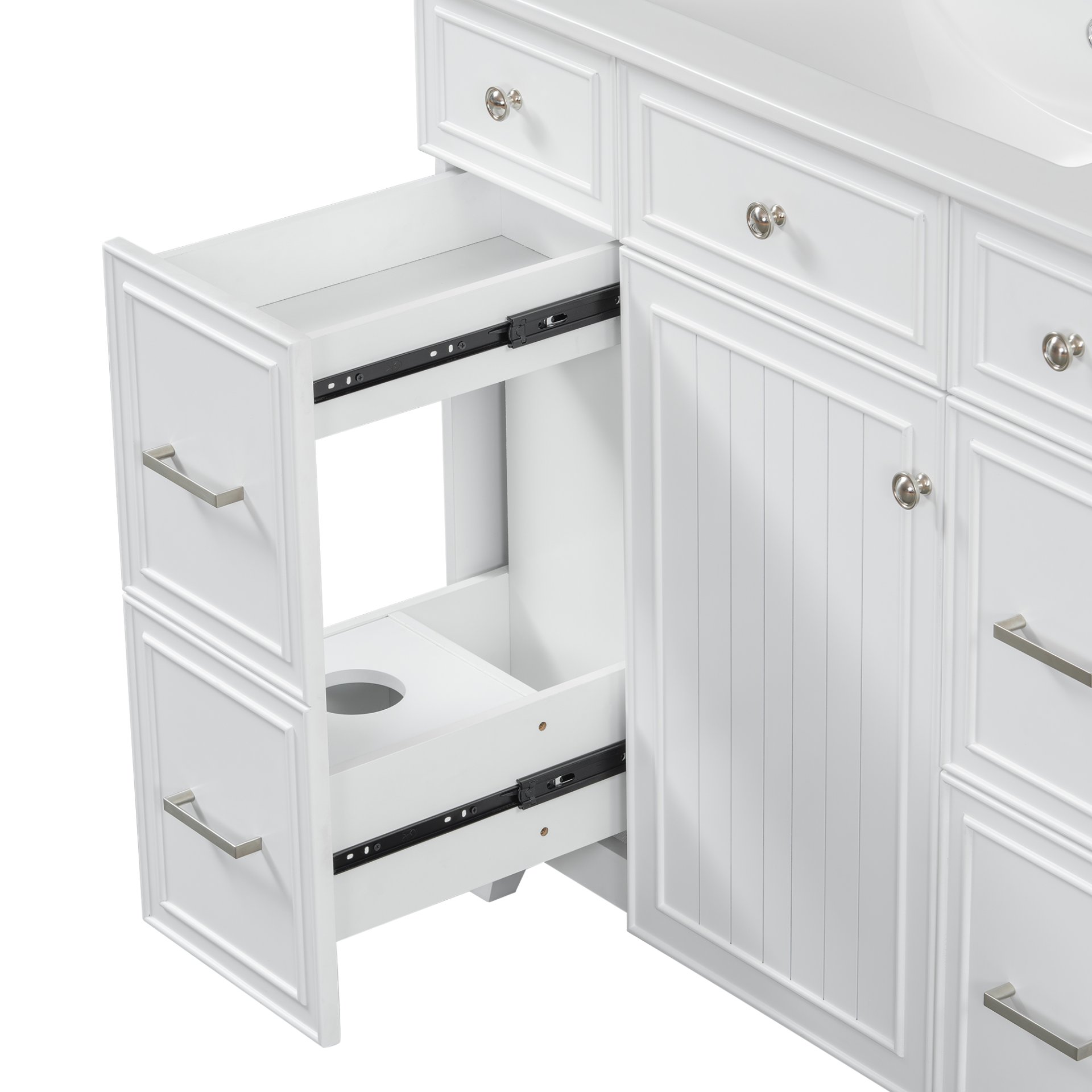 36" Bathroom Vanity With Sink, Soft Close Doors, And Adjustable Shelves Solid Frame - White - Image 17