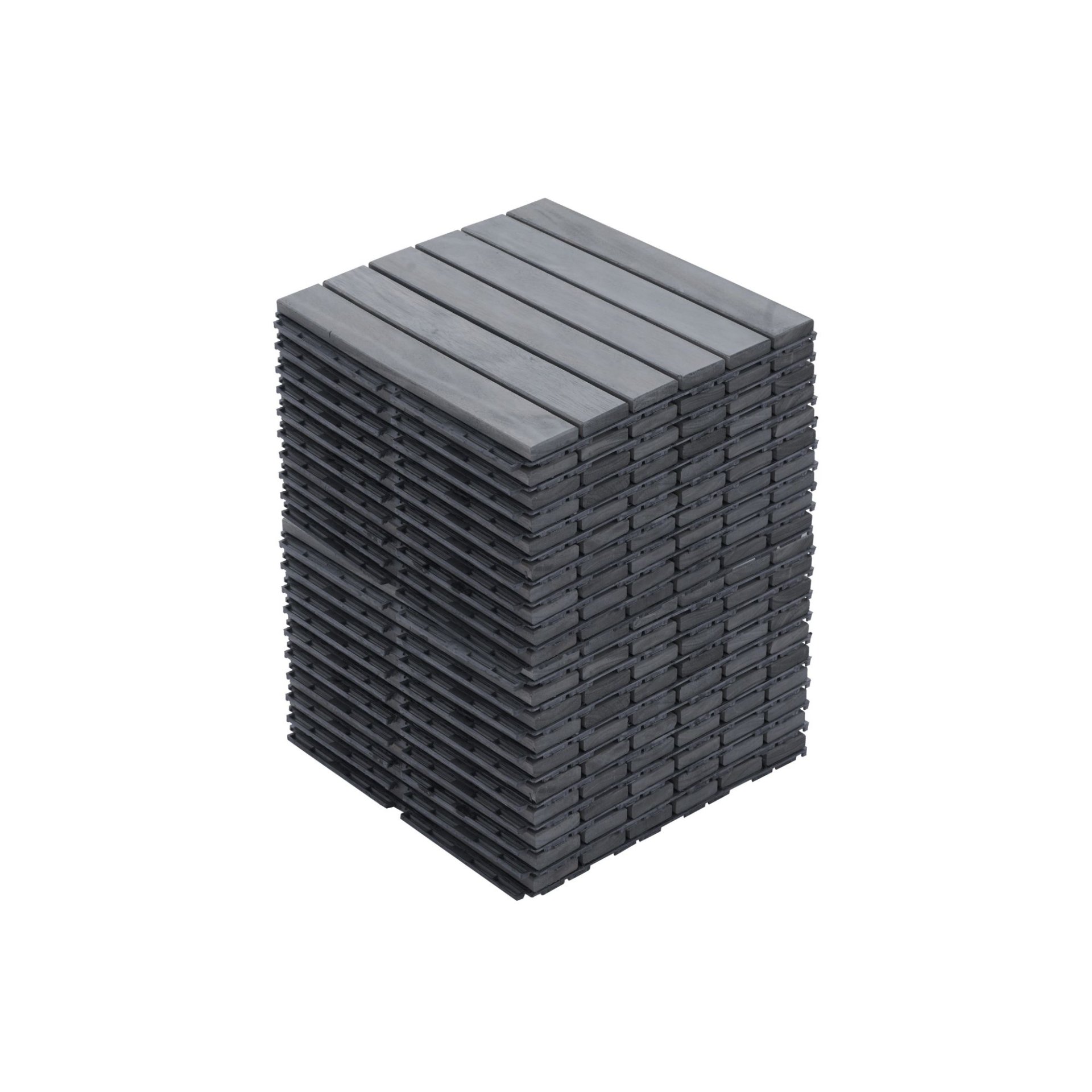 Interlocking Deck Tiles Striped Pattern Square Outdoor Flooring - Light Gray - Image 16