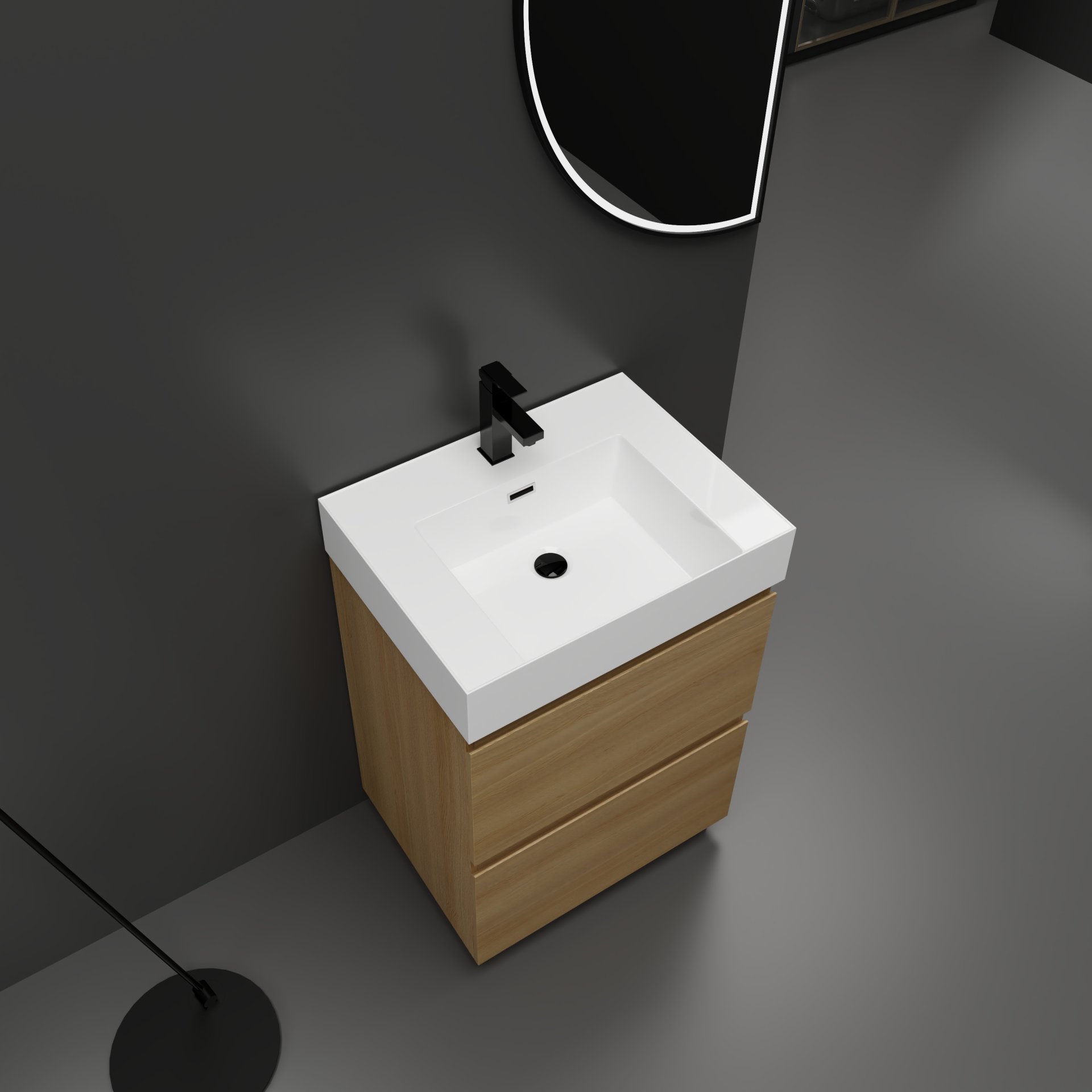 Modern Bathroom Vanities With Single Sink Combo - Oak - Image 7