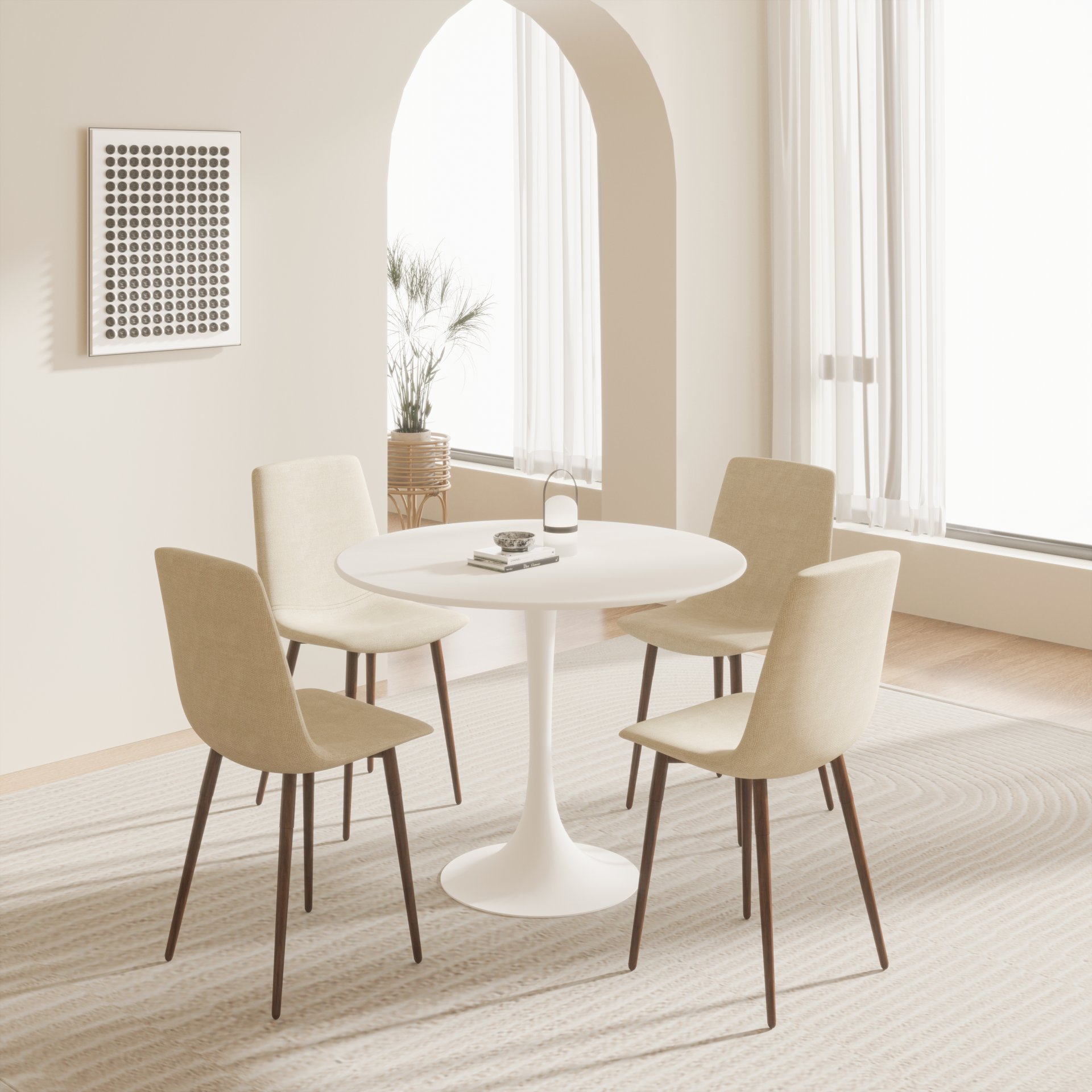 Round Dining Table For 2 - 4 People - White - Image 10
