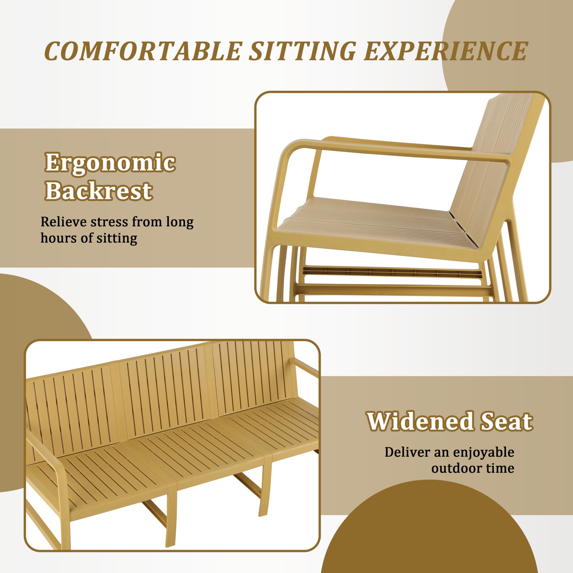 1 Piece Indoor / Outdoor 3 Seater Sofa, UV Resistant, Waterproof And Durable - Brick Yellow - Image 8