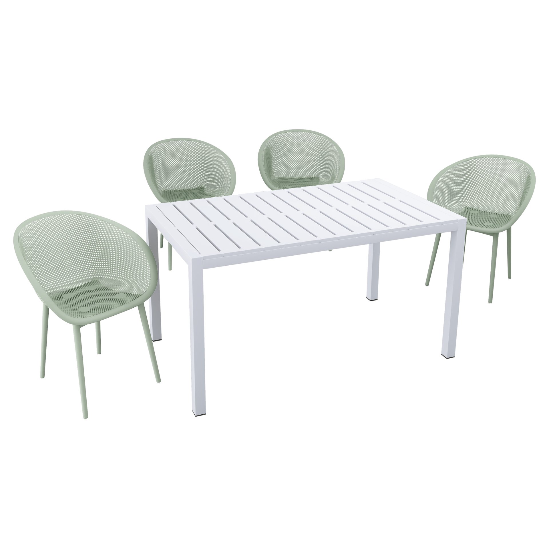 2 Pack Lounge Chair Set With Folding Square Table - Pale Green / White - Image 15