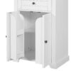 Bathroom Storage Cabinet, Adjustable Shelves & Drawer, Freestanding Linen Tower - White - Image 13
