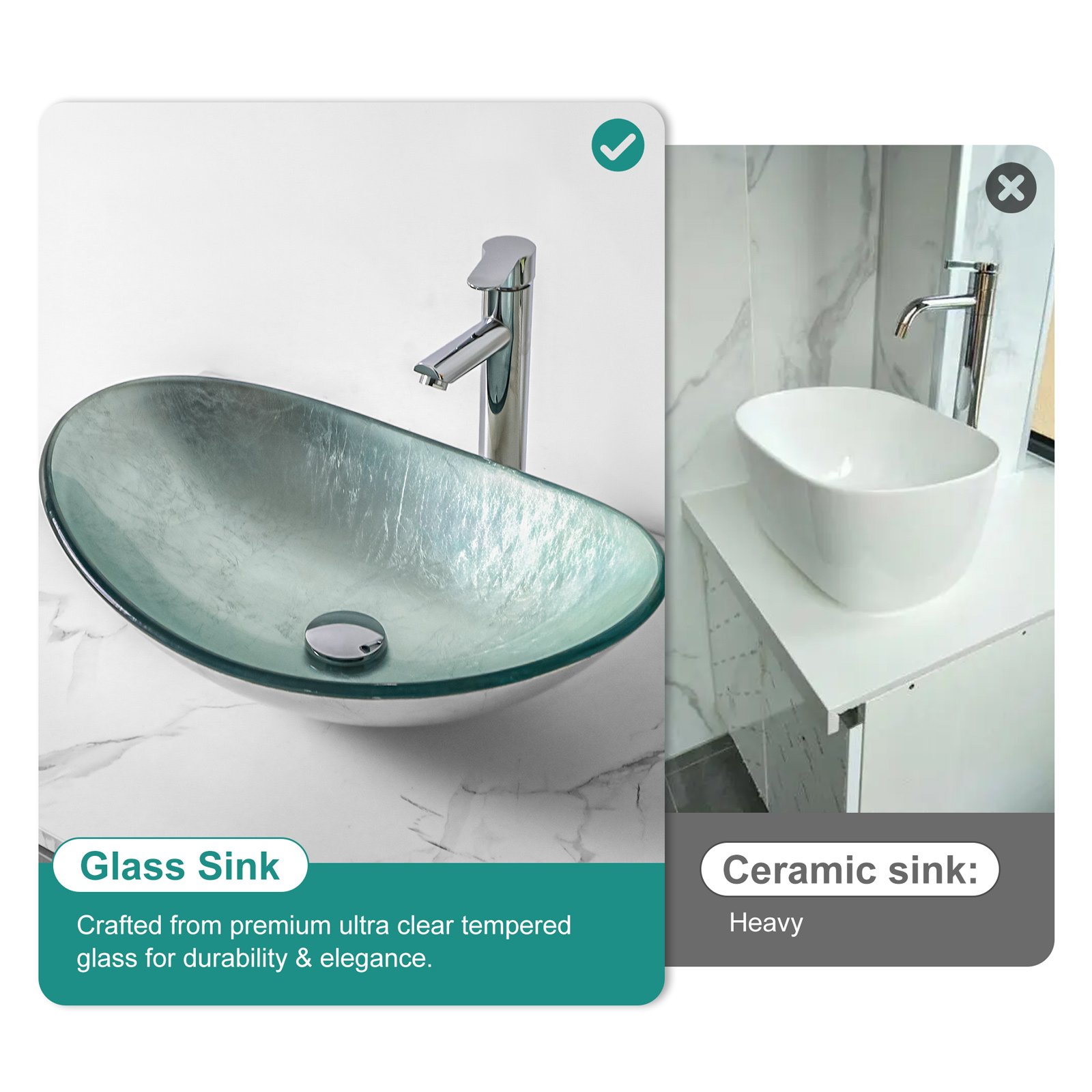 Vessel Sink With Pop Up Drain, Boat Shape Above Counter Bathroom Sink - Silver - Image 2