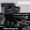 Home Theater Recliner Set Manual Recliner Chair With Wide Armrest, Two Built-In Cup Holders For Living Room - Black - Image 9