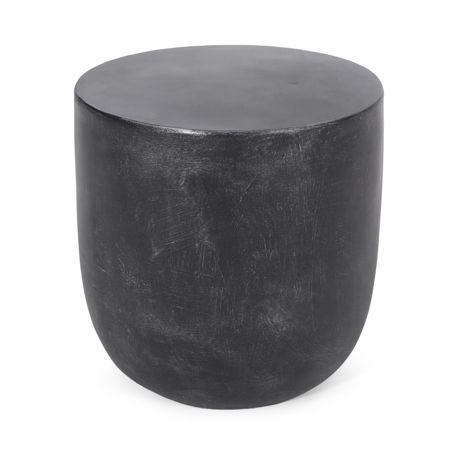 Outdoor Lightweight Concrete End Table With Natural Texture - Matte Black - Image 5