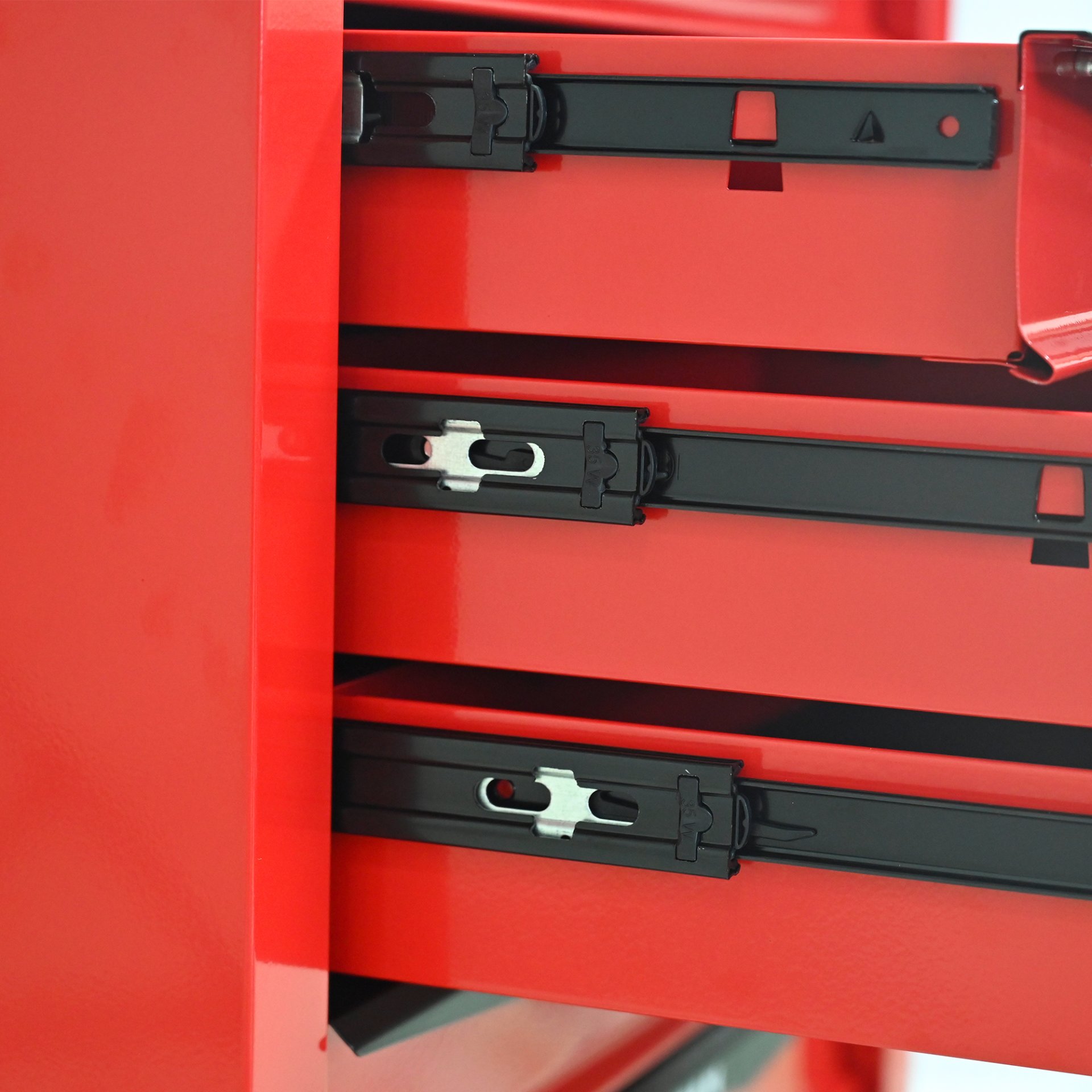 Rolling Metal Tool Chest With 4 Drawers, 20" Steel Storage Cabinet With Ball Bearing Slides - Red / Black - Image 14