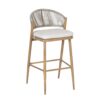 Outdoor Bar Height Aluminum Frame Counter Stools With Scallop Shaped Backrest & Water Resistant Cushions (Set of 2) - Maple - Image 14
