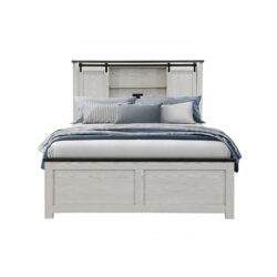 Avery - Full Bed With Bookcase Headboard Bar Detail, Low Profile Design - Beige