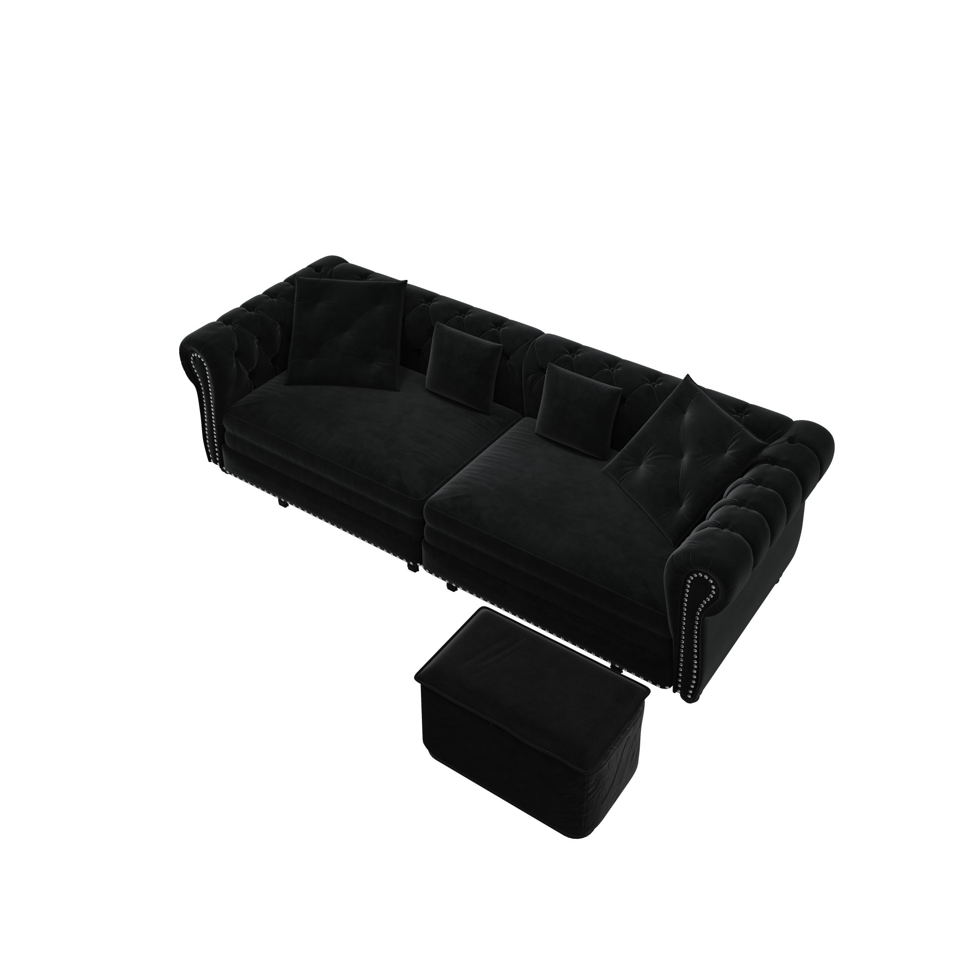 3 In 1 Pull Out Sofa Bed, King Size Sofa Bed, 3 Seater Sofa With Movable Ottoman, Tufted Design, Suitable For Living Rooms - Black - Image 15
