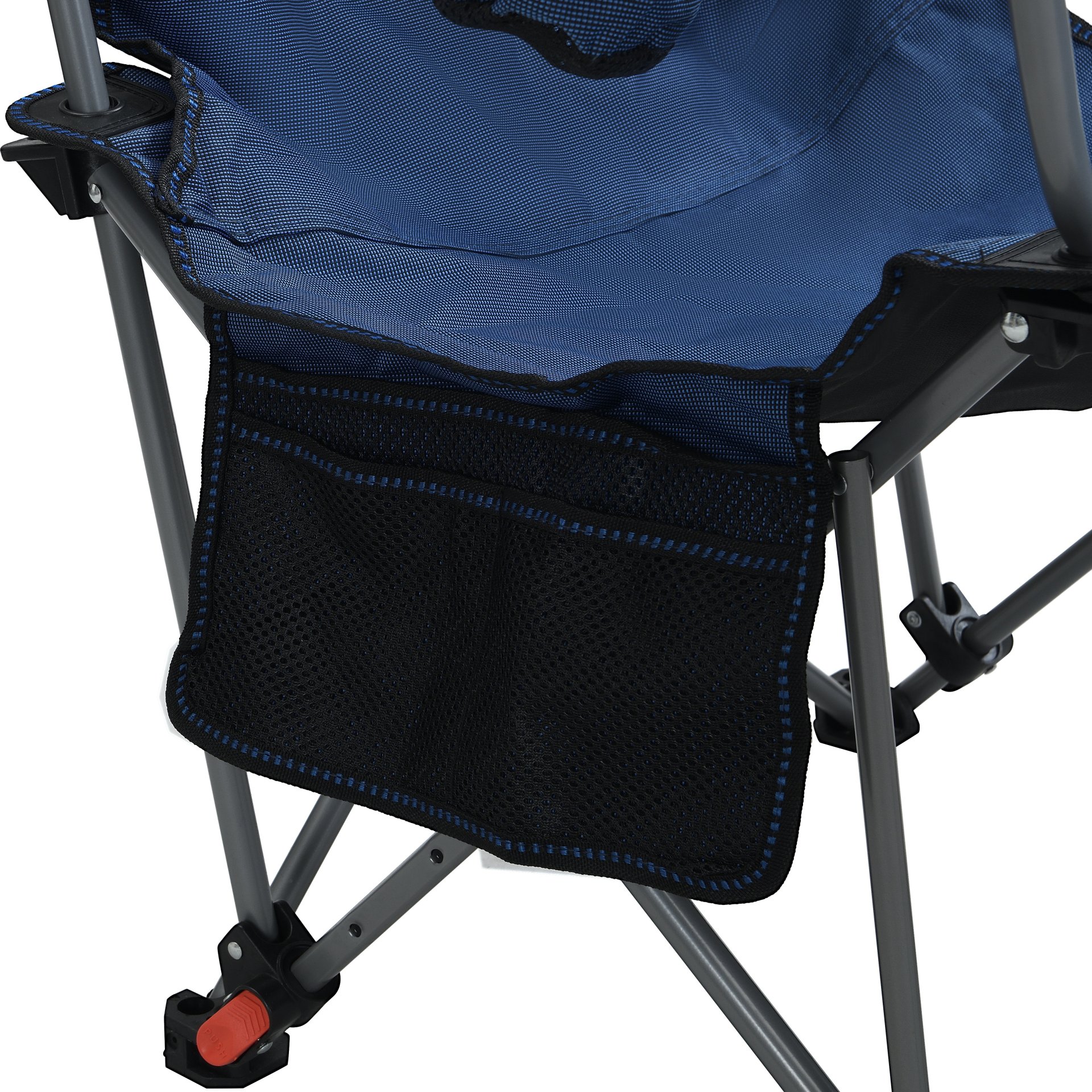 Outdoor Camping Chair With 3 Level Reclining, Side Pockets & Cup Holder, Folding With Carry Bag - Dark Blue - Image 9