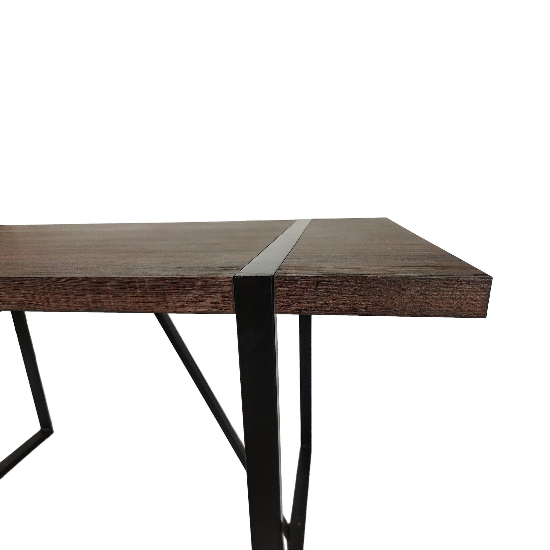 Modern Rustic Dining Table In Walnut With Metal Legs For 4 - 6 Person - Walnut - Image 11