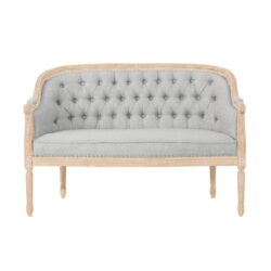 French Country Chesterfield Style Tufted Loveseat - Light Gray