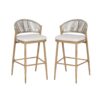Outdoor Bar Height Aluminum Frame Counter Stools With Scallop Shaped Backrest & Water Resistant Cushions (Set of 2) - Maple - Image 6