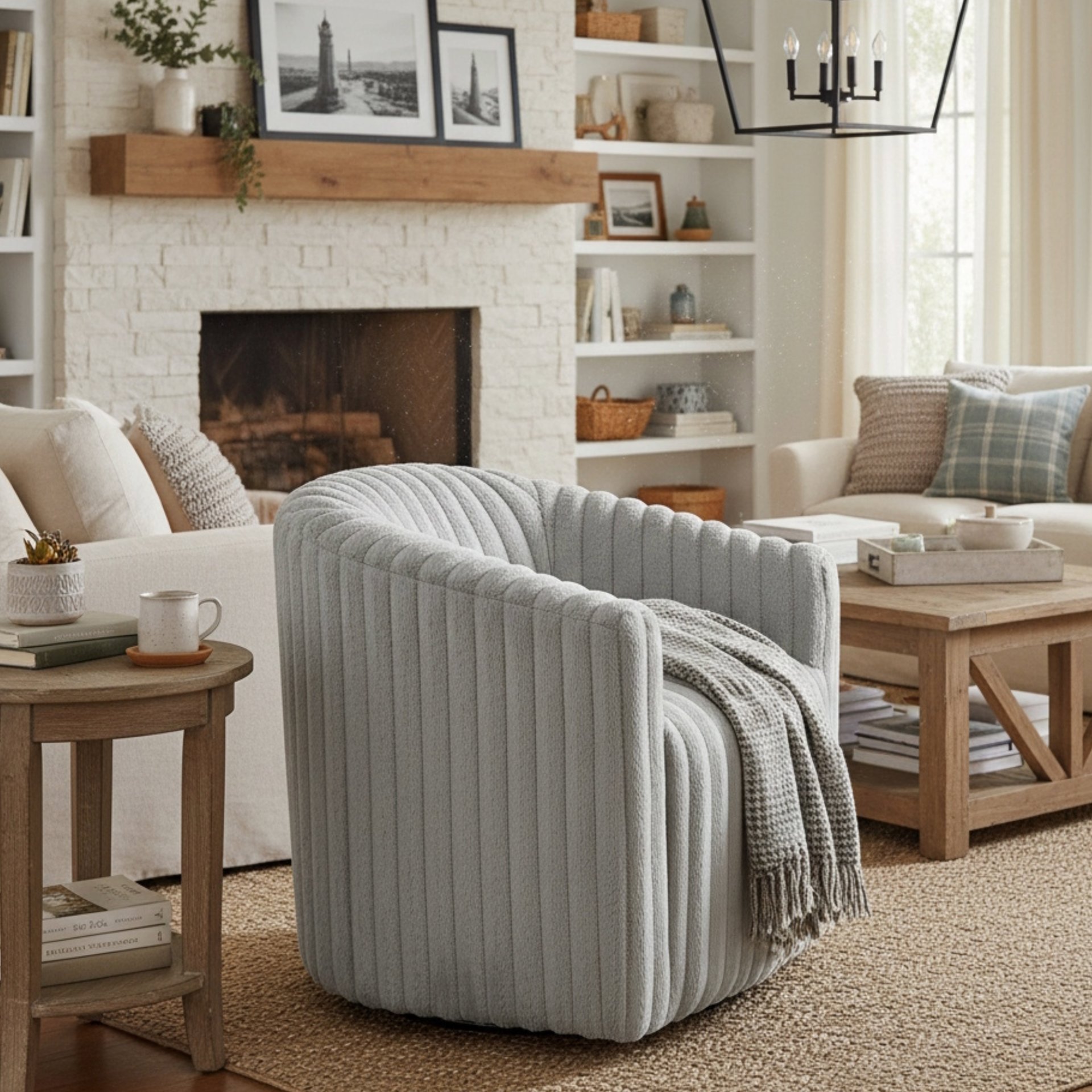 Alexa Barrel Swivel Chair - Grey - Image 2