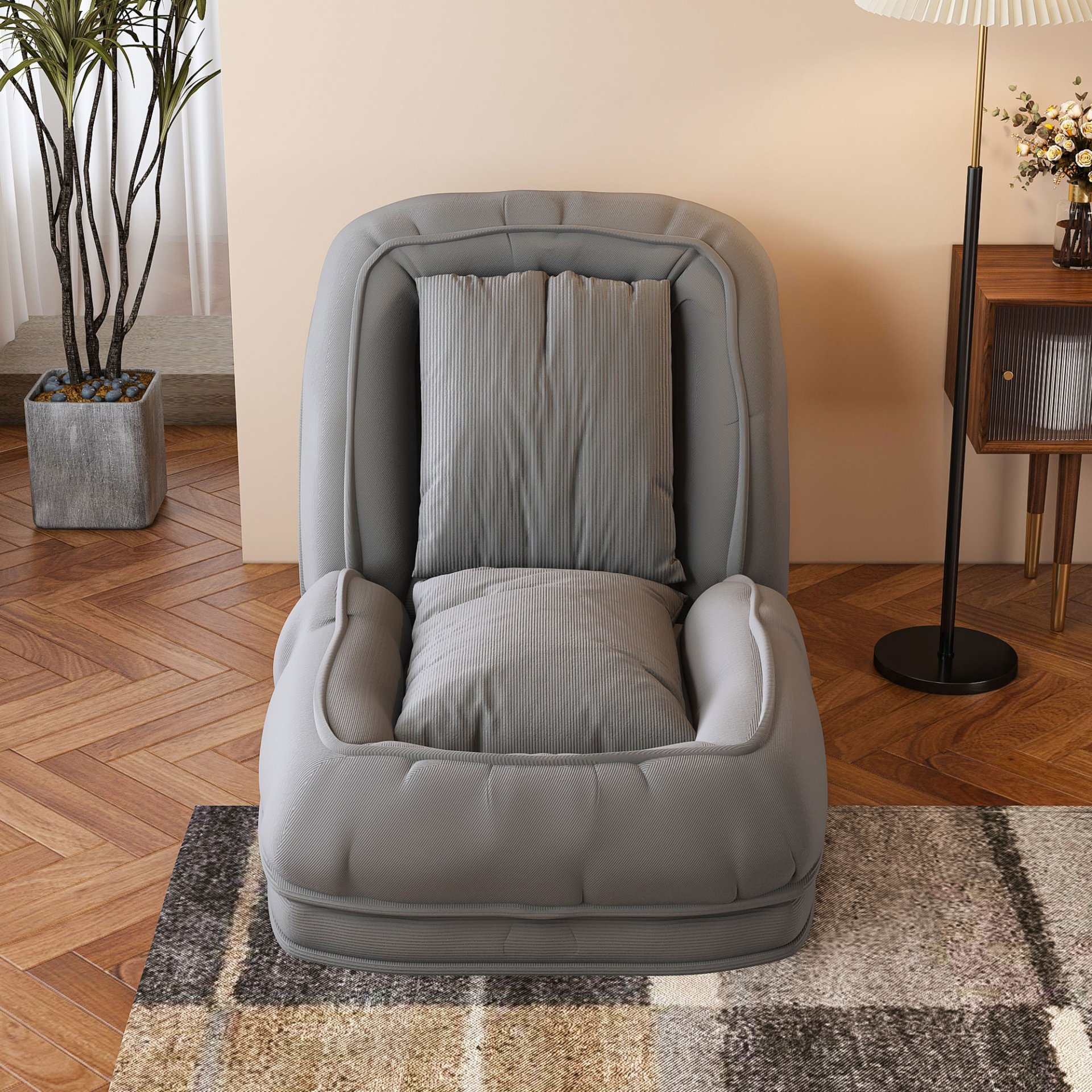 Human Dog Bed, Foldable Lazy Sofa Bed With 5 Adjustable Positions - Gray - Image 8