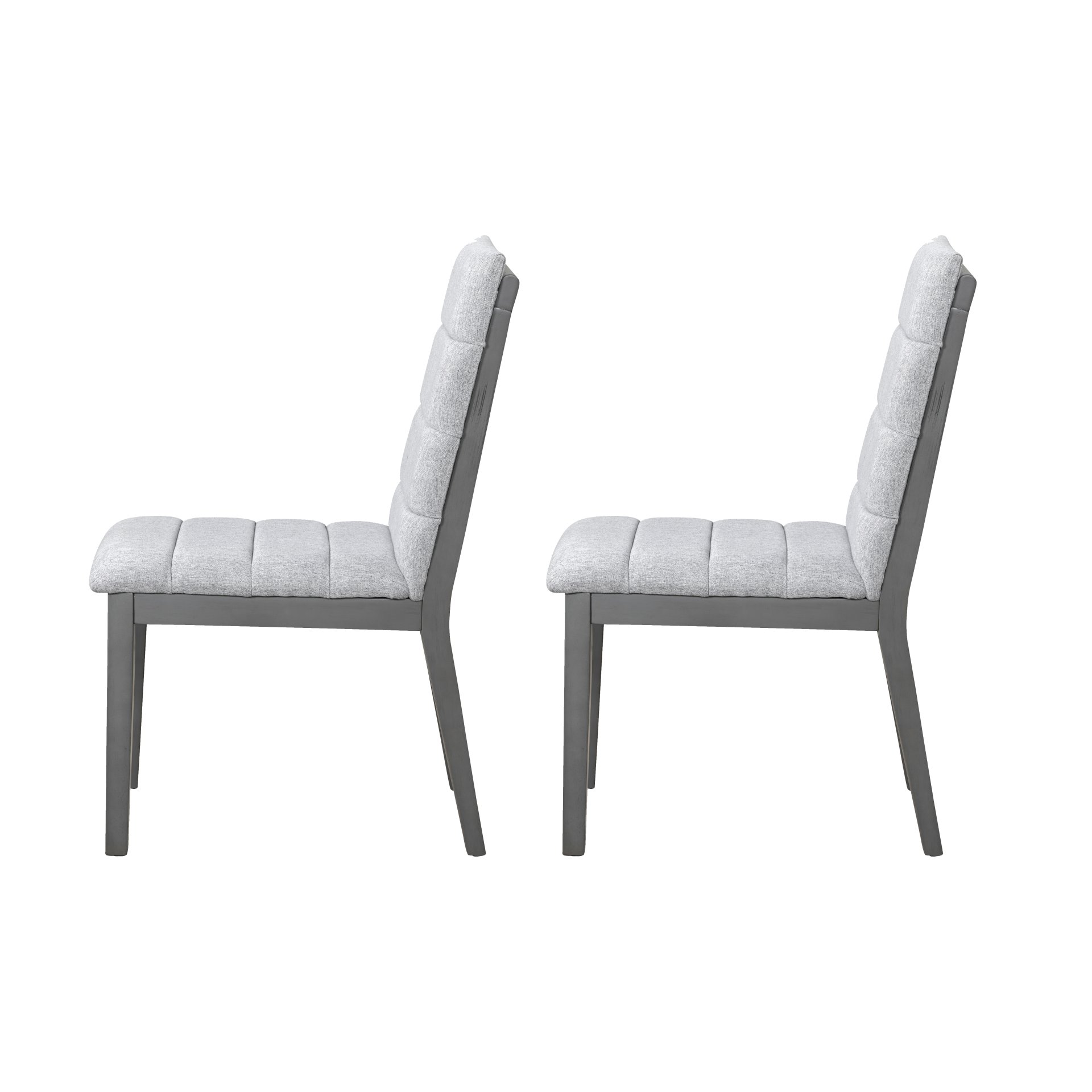 Tufted Upholstery Modern Dining Chairs (Set of 2) Sleek Comfort With Rubber Wood Frame - Gray / Oak - Image 8