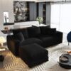 3 Seat Sofa, Deep Seat Couches With Soft Pillows And 1 Ottomans, Convertible Sofa Lounge Chair, For Living Room - Black - Image 9