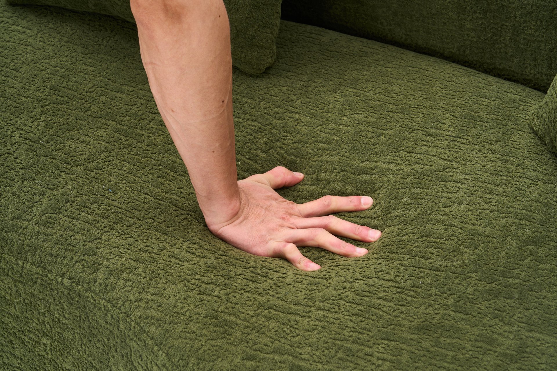 4 Seater Sofa With Chenille Fabric, 30D, 60 Hardness Full Sponge, 4 Pillow For Living Room, Home Furniture Sleeper Sectional Sofa For Apartment - Green - Image 29
