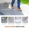 10 Piece Interlocking Deck Tiles Striped Pattern, Square Acacia Hardwood Outdoor Flooring For Patio, Bancony, Pool Side - Light Gray - Image 25