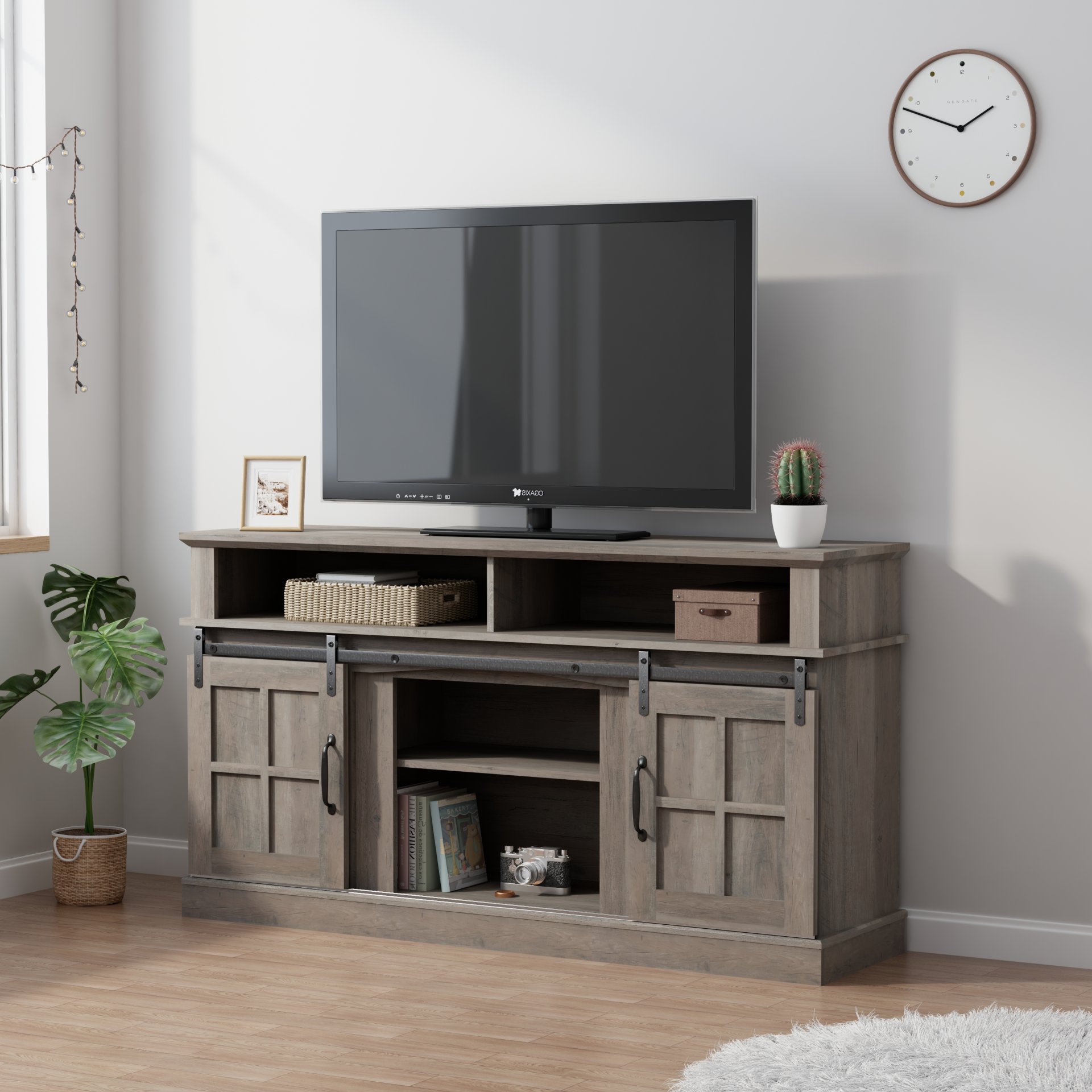 TV Stand With Storage Cabinet And Shelves, TV Console Table Entertainment Center For Living Room, Bedroom - Gray - Image 6