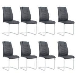 Modern Dining Chairs With Padded Seat And Metal Legs Design Upholstered Side Chairs (Set of 8) - Black