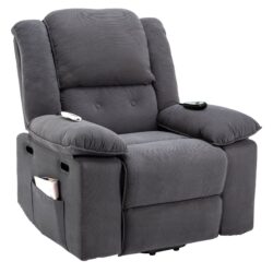 Massage Recliner, Power Lift Chair With Adjustable Massage And Heating Function, Recliner Chair With Infinite Position And Side Pocket - Gray
