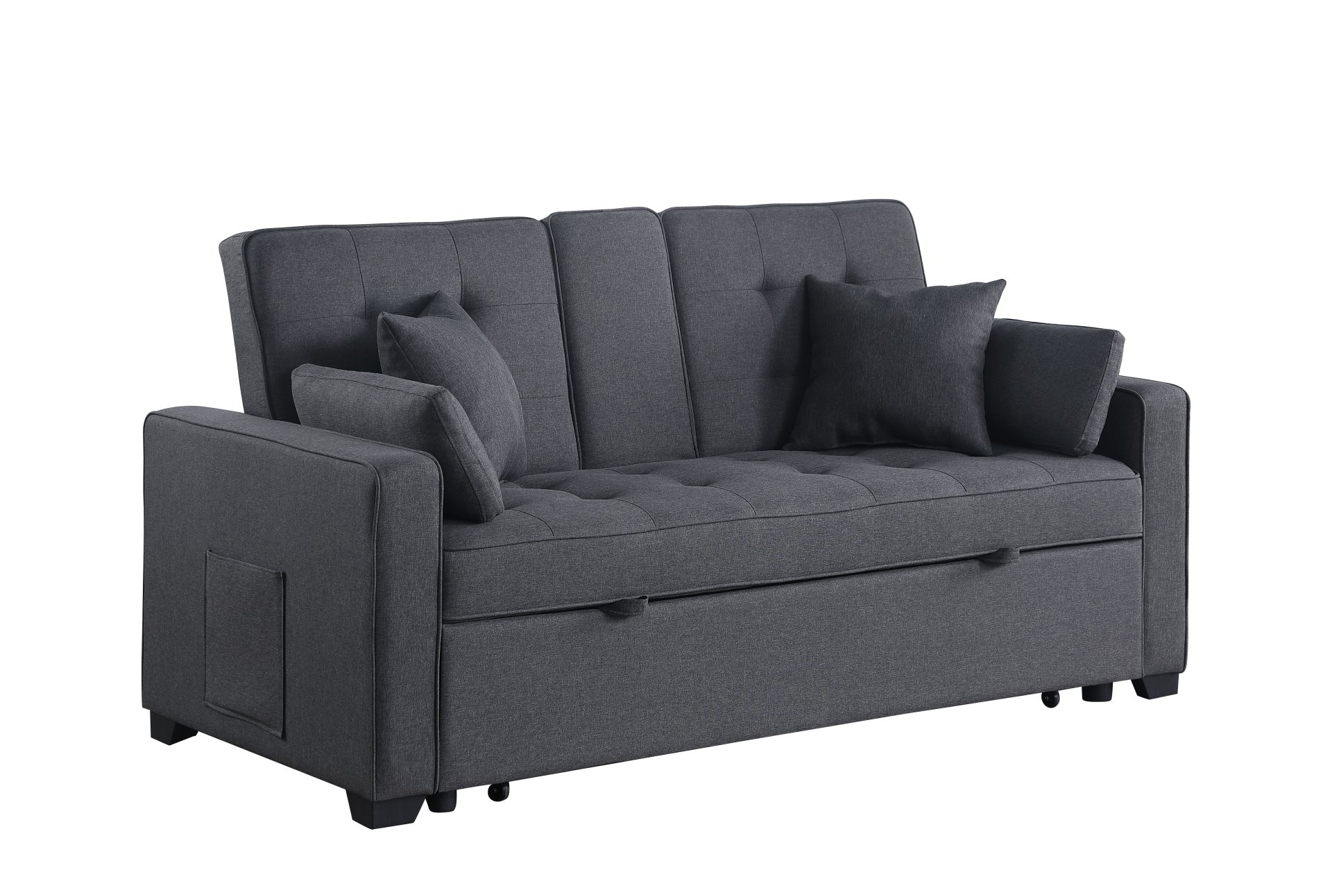 Cody II - Convertible Sleeper Loveseat With Cup Holder, Charging Ports and Pocket - Dark Gray - Image 9