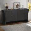 Refined 4 Door Credenza With Arc Legs & Bronze Clasps, Advanced Storage Design - Black - Image 6