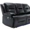 3 Seater Home Theater Recliner Manual Recliner Chair With A Led Light Strip Two Built-In Cup Holders For Living Room - Black - Image 22