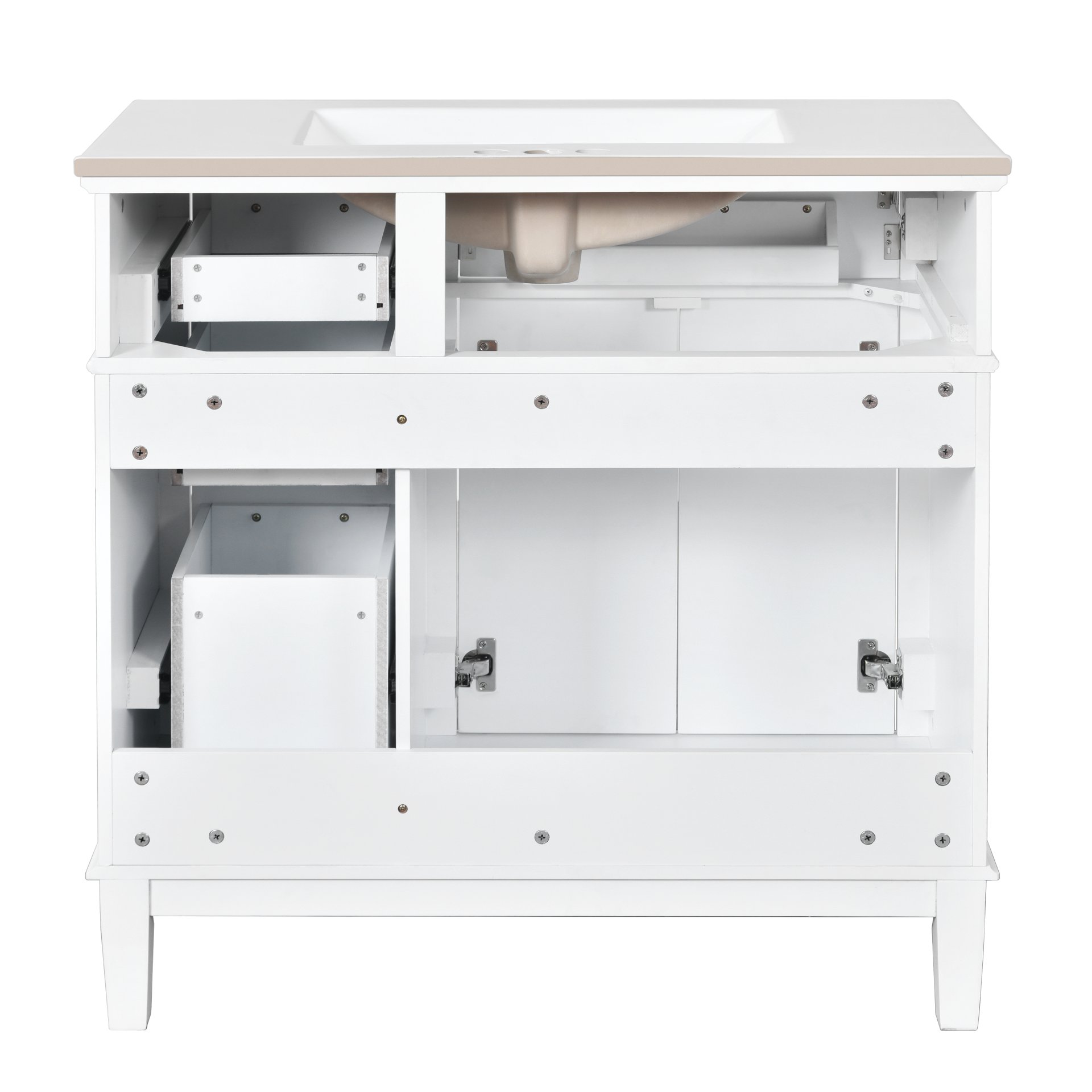 Bathroom Vanity With Sink, Soft Close Doors, And Storage Drawers, 36" - White - Image 16