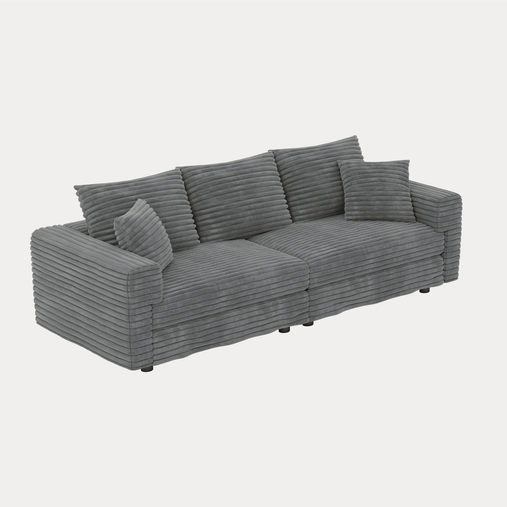 3 Seat Sofa, Deep Seat Couches With Soft Pillows And 3 Ottomans, Convertible Sofa Lounge Chair, For Living Room - Gray - Image 3