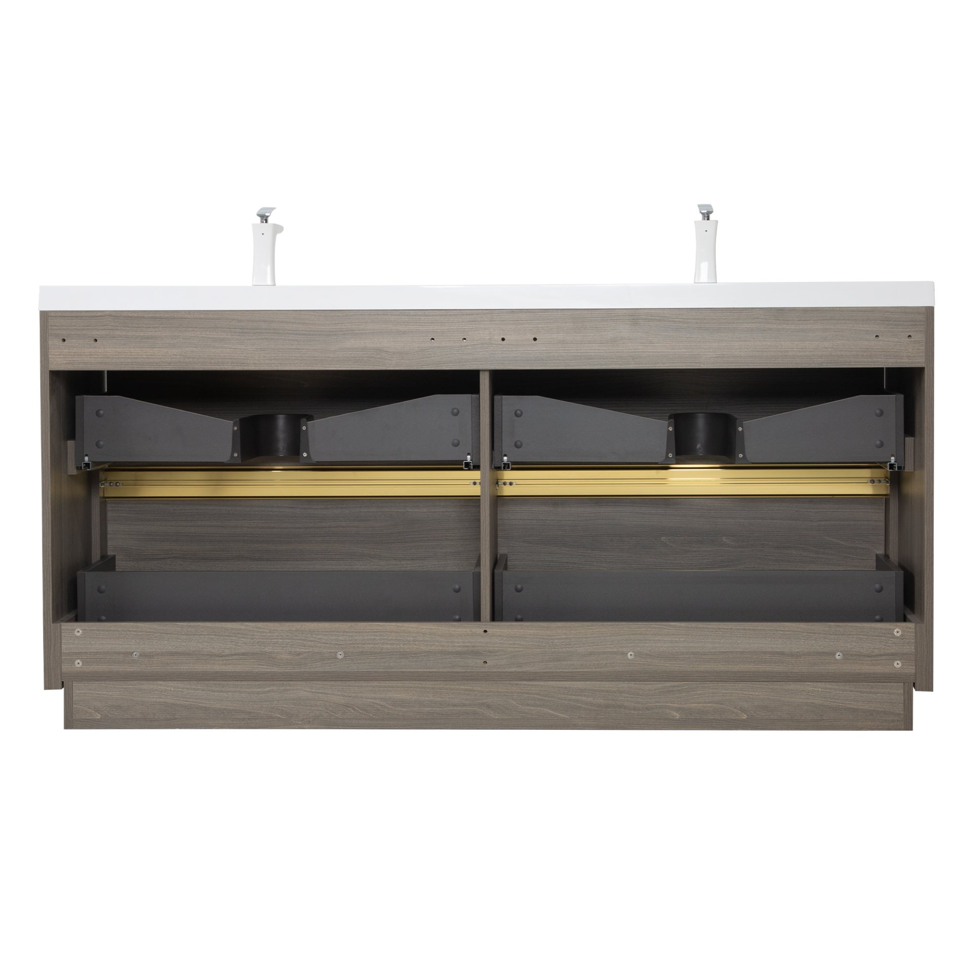 Freestanding Bathroom Vanity With Sink, Bathroom Storage Vanity Cabinet With Stone Resin Countertop And Soft Close Drawers - Ash Gray - Image 14