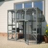 Outdoor Cat House Wooden Catio Enclosure With Cover - Large Cat Cage With Jump Platforms And Condos, Weatherproof - Gray - Image 4