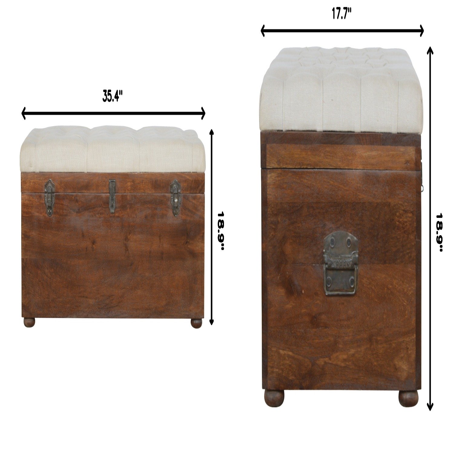 Linen Storage Trunk - Chestnut / White Linen - Image 3