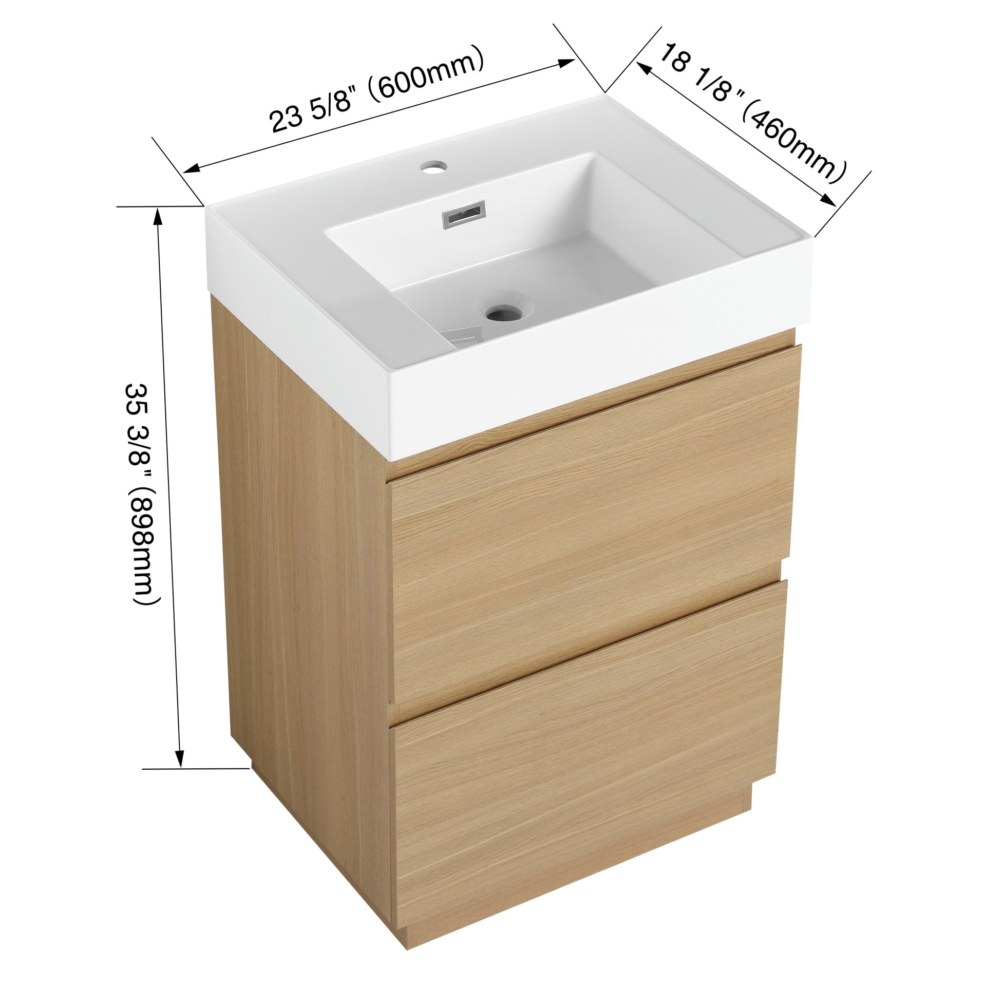 Modern Bathroom Vanities With Single Sink Combo - Oak - Image 3