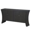 Refined 4 Door Credenza With Arc Legs & Bronze Clasps, Advanced Storage Design - Black - Image 7