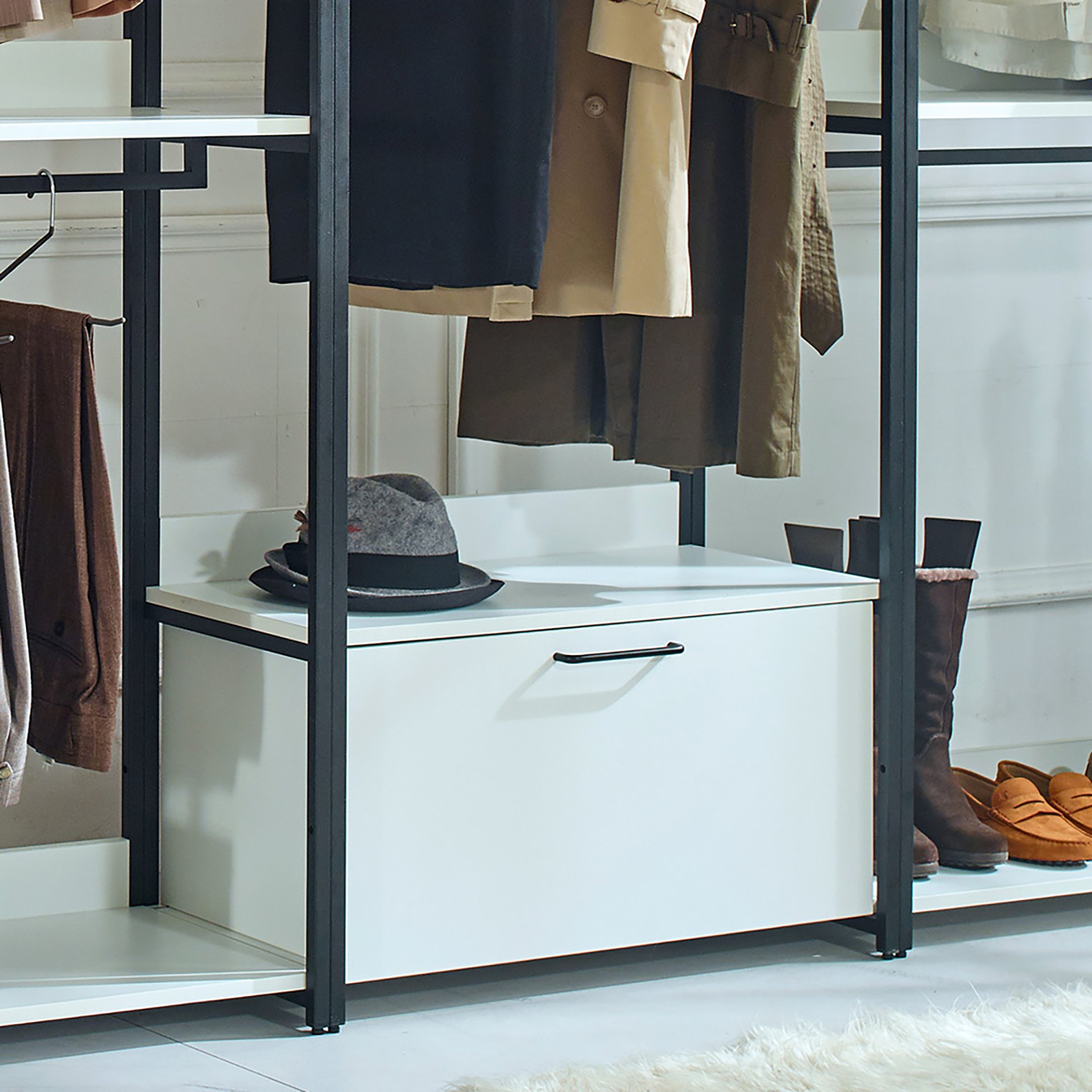 Fiona - Freestanding Walk In Closet System With Metal Frame Melamine - White - Image 6