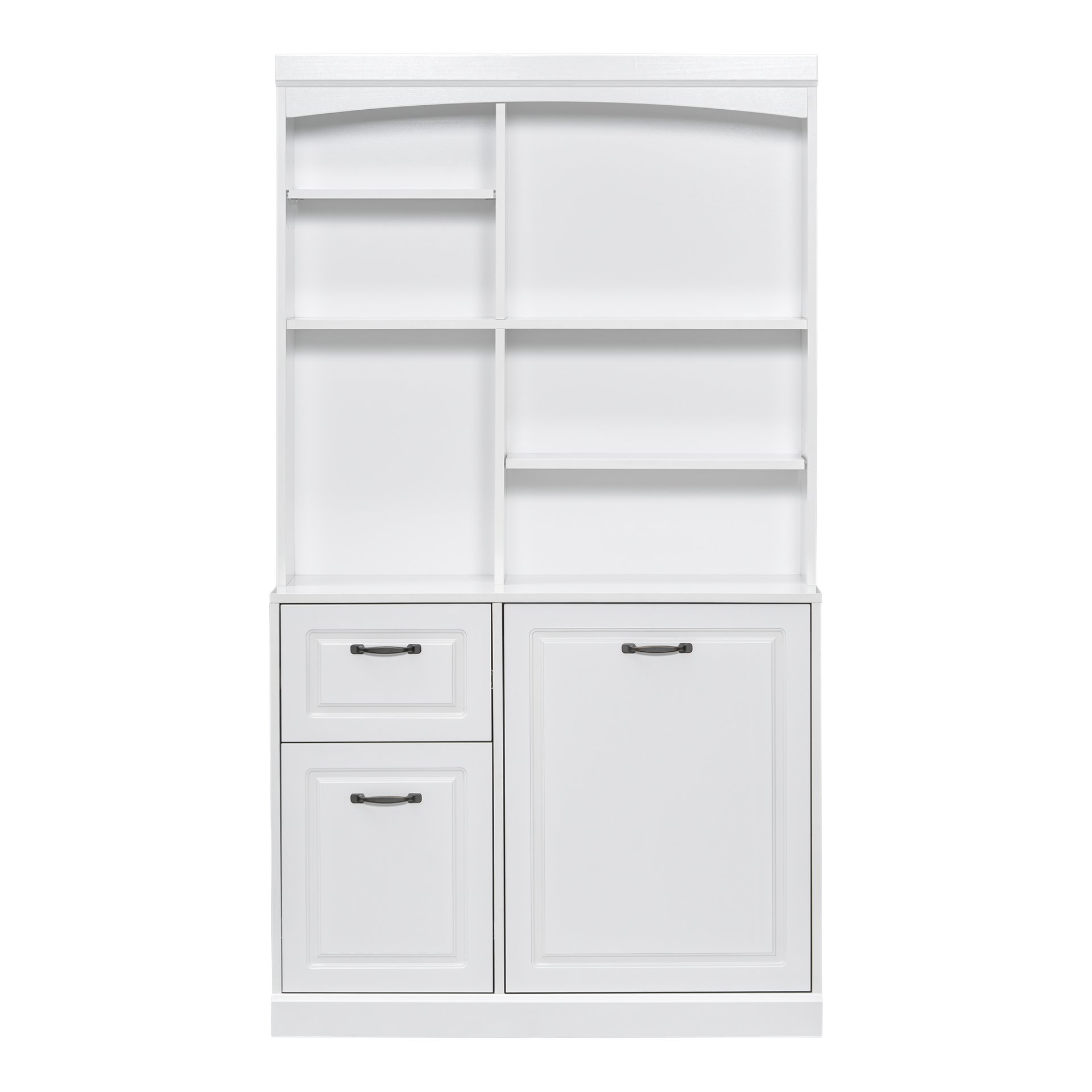 Bathroom Storage Cabinet With Tilt Out Hamper, Tall Free Standing Organizer With Drawers & Adjustable Shelves, Linen Tower With Steel Handles - White - Image 17