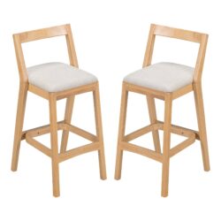 Jasper - Indoor Barstool With Upholstery (Set of 2) - Beige / Natural