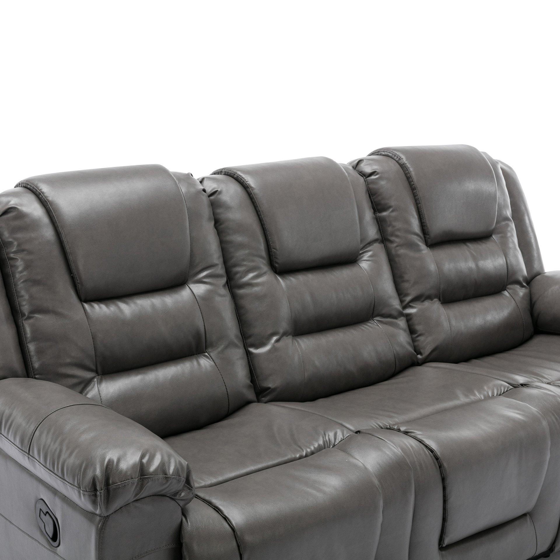 3 Seater Home Theater Recliner Manual Recliner Chair With Two Built-In Cup Holders For Living Room - Gray - Image 13