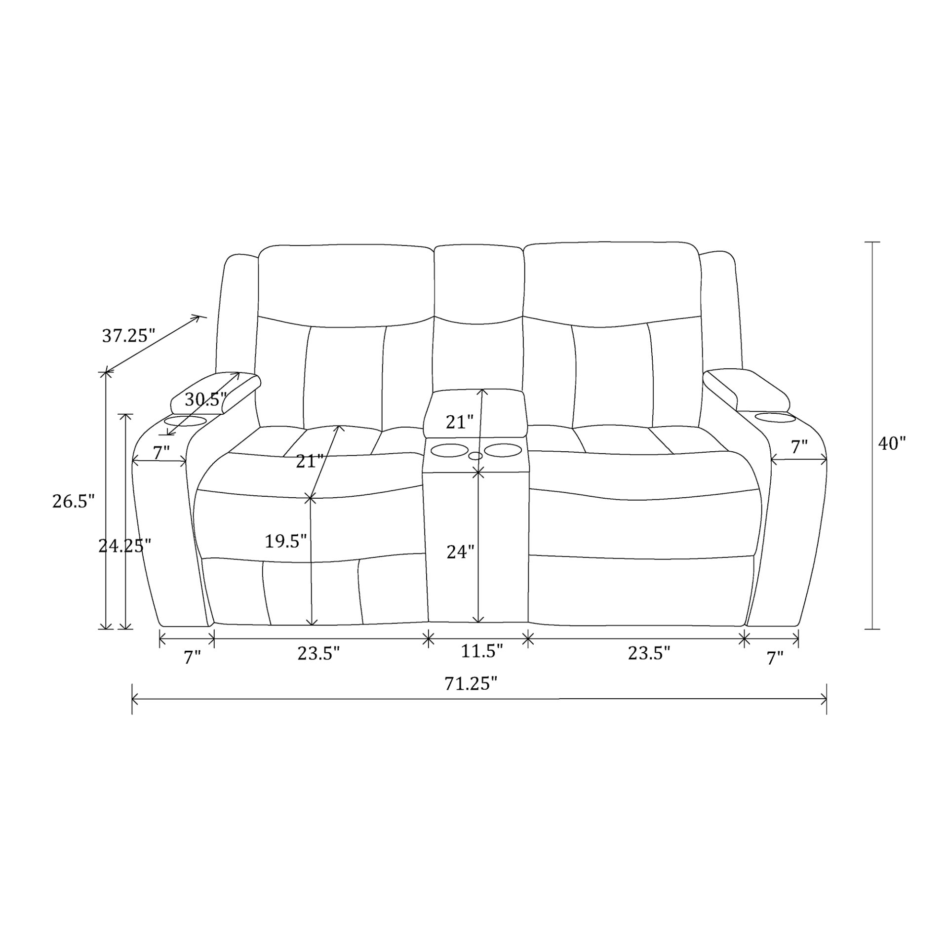 Blanca - Power Reclining 3 Piece Set With LED Lights, USB Connectivity, And Built In Speakers - Charcoal - Image 4