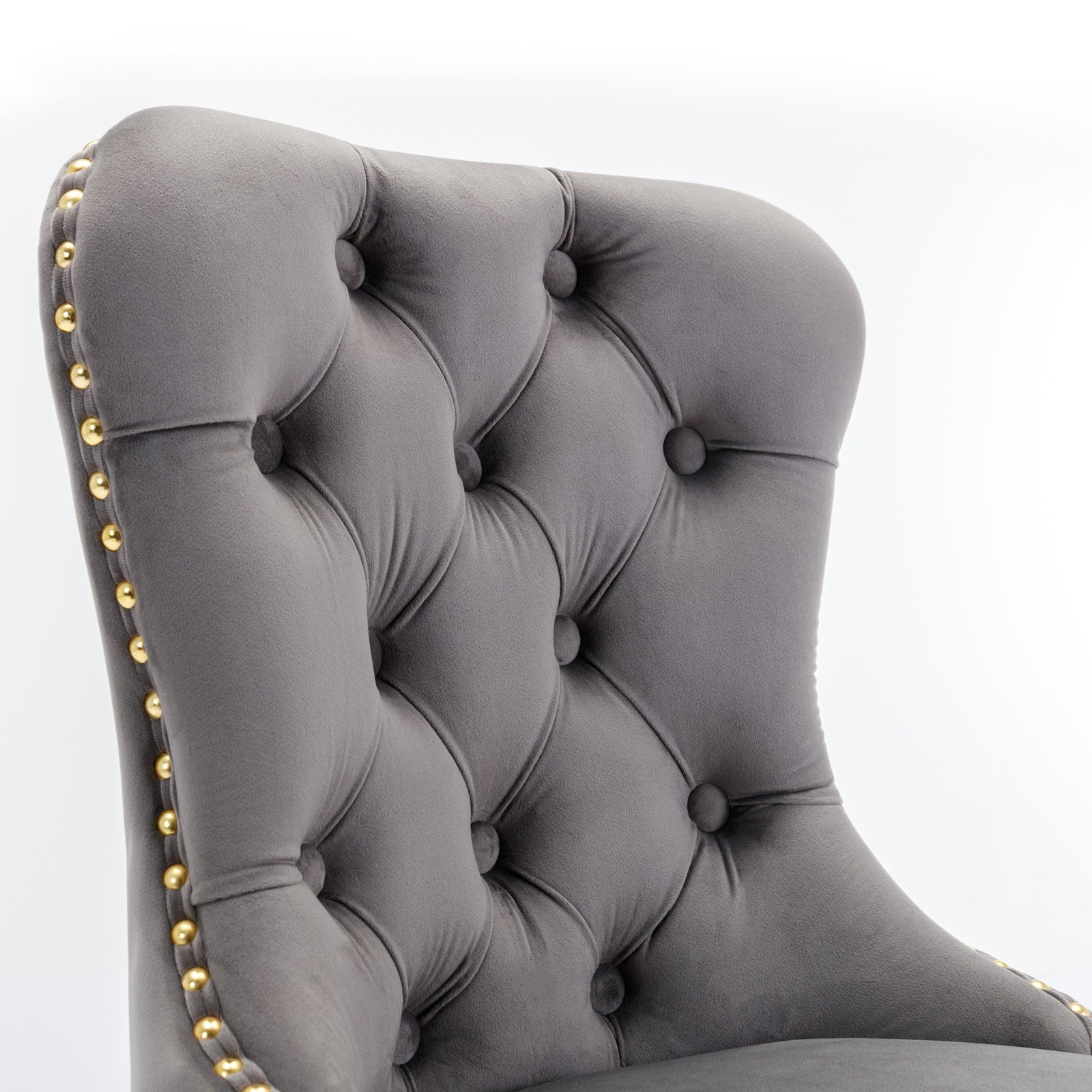 Thick Golden Swivel Velvet Barstools Adjusatble Seat Height From 25-33", Modern Upholstered Bar Stools With Backs Comfortable Tufted For Home Pub And Kitchen Island (Set of 2) - Gray - Image 10