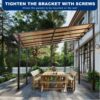 10 X 12 Ft Wall Mounted Outdoor Pergola Gazebo, Heavy Duty Metal Awning With Roof - Gray - Image 5