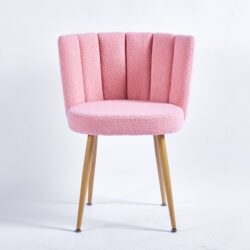 Modern Dining Chair (Set of 2) With Iron Tube Wood Color Legs, Shorthair Cushions And Comfortable Backrest, Suitable For Dining Room, Living Room, Cafe, Simple Structure - Light Pink