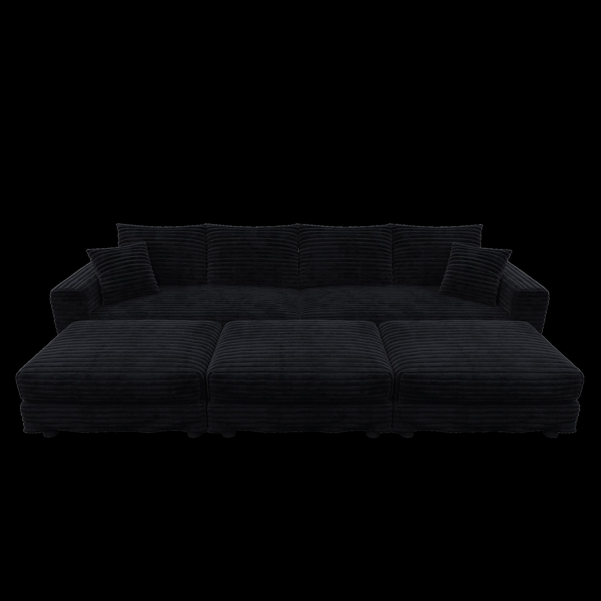 4 Seat Sofa, Deep Seat Couches With Soft Pillows And 3 Ottomans, Convertible Sofa Lounge Chair, For Living Room - Black - Image 16