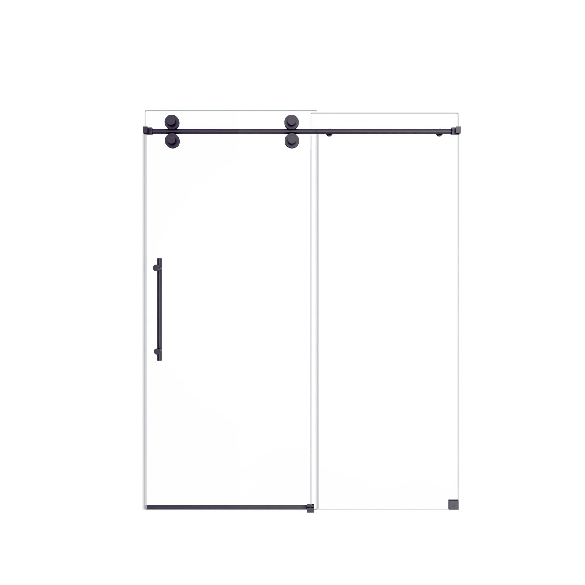 Frameless Single Sliding Shower Door With Clear Tempered Glass - Matte Black - Image 15